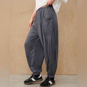SHEIN Gray Patch Pocket Carrot Jogger Pants S